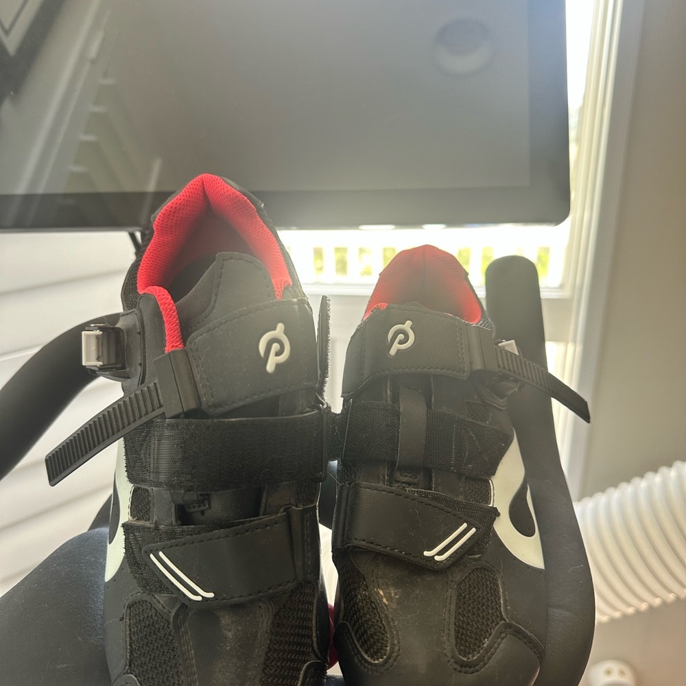 Black and Red Peloton shoes